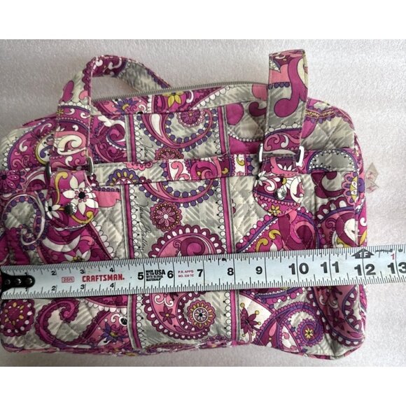 Vera Bradley Pink & Purple Paisley Quilted Tote Bag With Top Zipper Closure - Picture 10 of 12